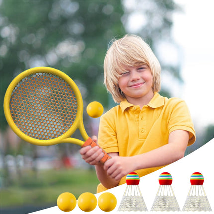 Chmadoxn Kids Badminton & Tennis Set - Racket Family Sports Gift with Balls， Lightweight Beginner Gear for Ages 6-12, Indoor/Outdoor Play Red 1.