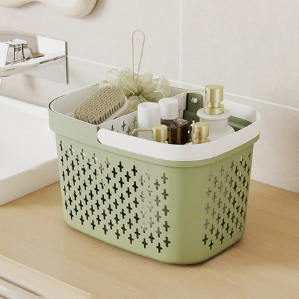 Kdkad Portable Shower Caddy Basket - Water-Resistant Bath Organizer with Drain Holes | PP Plastic Dorm Essential with Handles for Toiletries & Cosmetics Storage 7.5×10.4×6.6 in B.