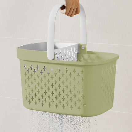 Kdkad Portable Shower Caddy Basket - Water-Resistant Bath Organizer with Drain Holes | PP Plastic Dorm Essential with Handles for Toiletries & Cosmetics Storage 7.5×10.4×6.6 in B.
