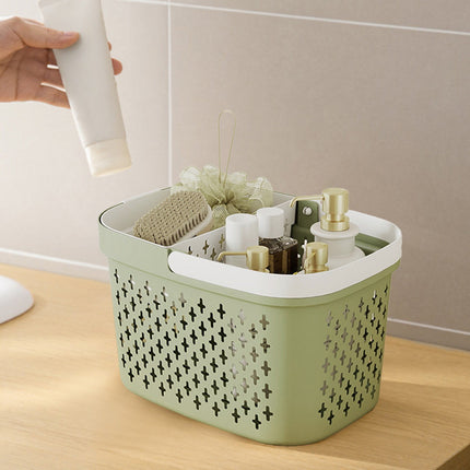 Kdkad Portable Shower Caddy Basket - Water-Resistant Bath Organizer with Drain Holes | PP Plastic Dorm Essential with Handles for Toiletries & Cosmetics Storage 7.5×10.4×6.6 in B.