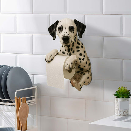 Darzheoy Dogs Toilet Roll Holder Series, 3D Resin Cute Dog Towel Rack, Wall Mouted Toilets Paper Storage Dispenser for Home Bathroom Kitchen A.