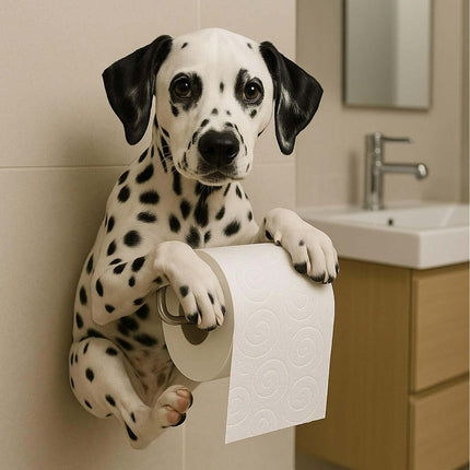 Darzheoy Dogs Toilet Roll Holder Series, 3D Resin Cute Dog Towel Rack, Wall Mouted Toilets Paper Storage Dispenser for Home Bathroom Kitchen A.