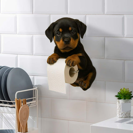 Darzheoy Dogs Toilet Roll Holder Series, 3D Resin Cute Dog Towel Rack, Wall Mouted Toilets Paper Storage Dispenser for Home Bathroom Kitchen B.