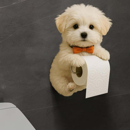 Darzheoy Dogs Toilet Roll Holder Series, 3D Resin Cute Dog Towel Rack, Wall Mouted Toilets Paper Storage Dispenser for Home Bathroom Kitchen C.