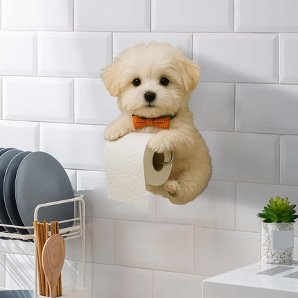 Darzheoy Dogs Toilet Roll Holder Series, 3D Resin Cute Dog Towel Rack, Wall Mouted Toilets Paper Storage Dispenser for Home Bathroom Kitchen C.