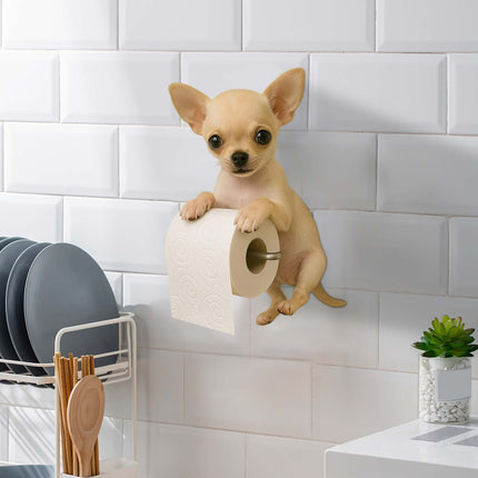 Darzheoy Dogs Toilet Roll Holder Series, 3D Resin Cute Dog Towel Rack, Wall Mouted Toilets Paper Storage Dispenser for Home Bathroom Kitchen F.