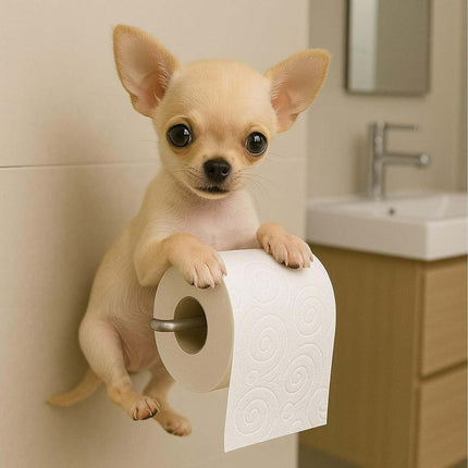 Darzheoy Dogs Toilet Roll Holder Series, 3D Resin Cute Dog Towel Rack, Wall Mouted Toilets Paper Storage Dispenser for Home Bathroom Kitchen F.