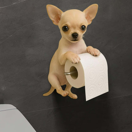 Darzheoy Dogs Toilet Roll Holder Series, 3D Resin Cute Dog Towel Rack, Wall Mouted Toilets Paper Storage Dispenser for Home Bathroom Kitchen F.