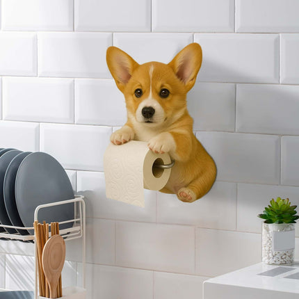 Darzheoy Dogs Toilet Roll Holder Series, 3D Resin Cute Dog Towel Rack, Wall Mouted Toilets Paper Storage Dispenser for Home Bathroom Kitchen G.