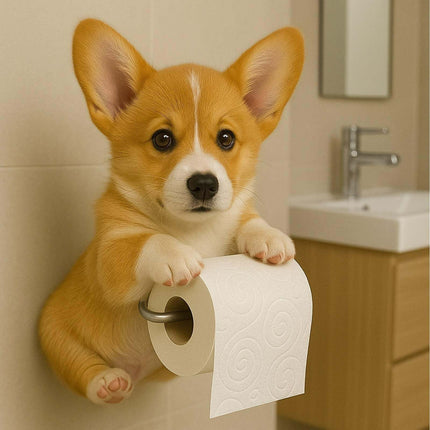 Darzheoy Dogs Toilet Roll Holder Series, 3D Resin Cute Dog Towel Rack, Wall Mouted Toilets Paper Storage Dispenser for Home Bathroom Kitchen G.