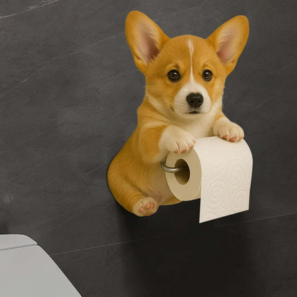 Darzheoy Dogs Toilet Roll Holder Series, 3D Resin Cute Dog Towel Rack, Wall Mouted Toilets Paper Storage Dispenser for Home Bathroom Kitchen G.