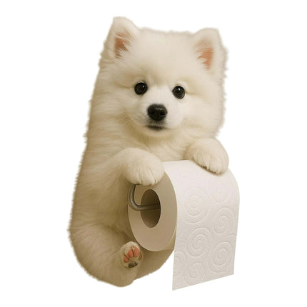 Darzheoy Dogs Toilet Roll Holder Series, 3D Resin Cute Dog Towel Rack, Wall Mouted Toilets Paper Storage Dispenser for Home Bathroom Kitchen I.