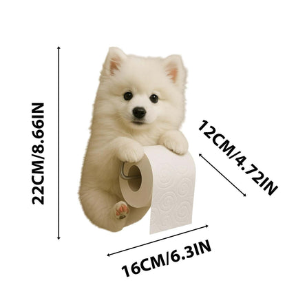 Darzheoy Dogs Toilet Roll Holder Series, 3D Resin Cute Dog Towel Rack, Wall Mouted Toilets Paper Storage Dispenser for Home Bathroom Kitchen I.