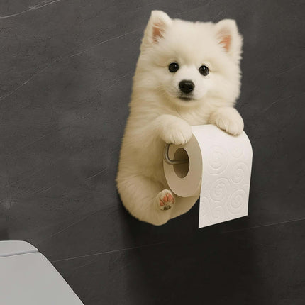 Darzheoy Dogs Toilet Roll Holder Series, 3D Resin Cute Dog Towel Rack, Wall Mouted Toilets Paper Storage Dispenser for Home Bathroom Kitchen I.