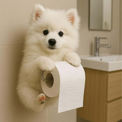 Darzheoy Dogs Toilet Roll Holder Series, 3D Resin Cute Dog Towel Rack, Wall Mouted Toilets Paper Storage Dispenser for Home Bathroom Kitchen I.
