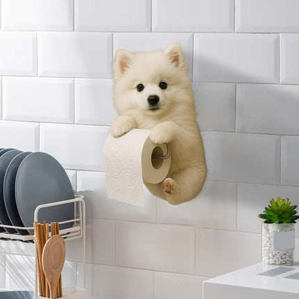 Darzheoy Dogs Toilet Roll Holder Series, 3D Resin Cute Dog Towel Rack, Wall Mouted Toilets Paper Storage Dispenser for Home Bathroom Kitchen I.