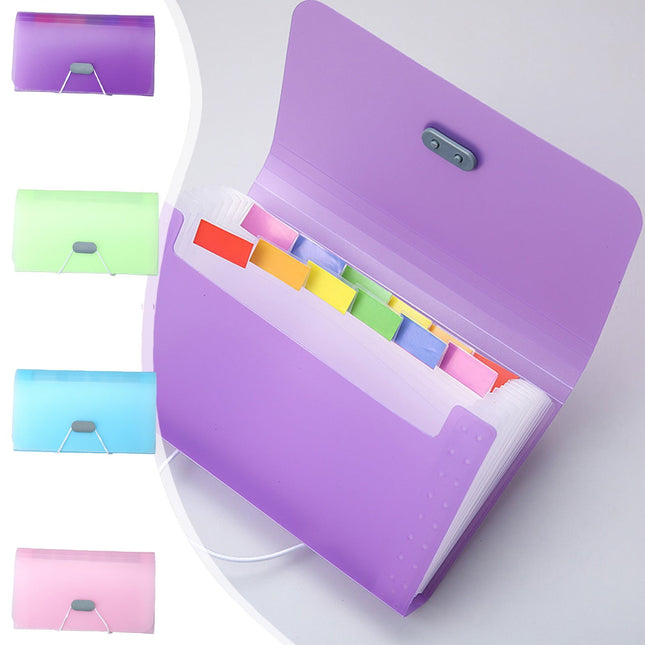 Kdkad A6 Mini Accordion File Organizer - 13 Pocket Portable Receipt Holder with Tabs for Bills, Tickets & Credit Cards (Solid Color)\u200b\u200b 7×4.2 in Purple.