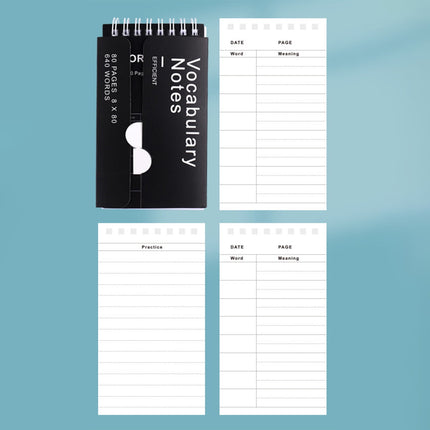 Kdkad Mini Spiral Memo Pads - Pocket-Sized Coil Notebook Set with Ring Binding for Vocabulary, Study Notes & Lists (3x5 inch Travel Notepads)\u200b\u200b 2.9×5.3 in Black.