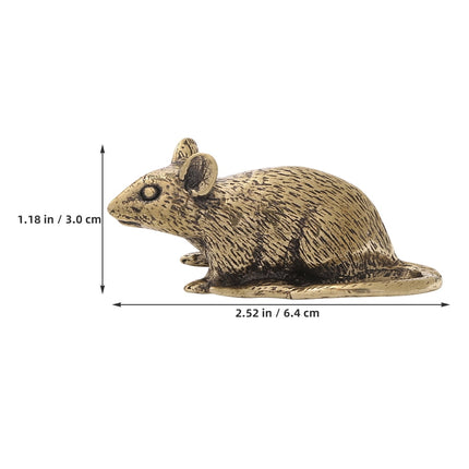HOOWIFFY Brass Lucky Rat Figurine Traditional Feng Shui Sculpture for Home Decor and Office Display.