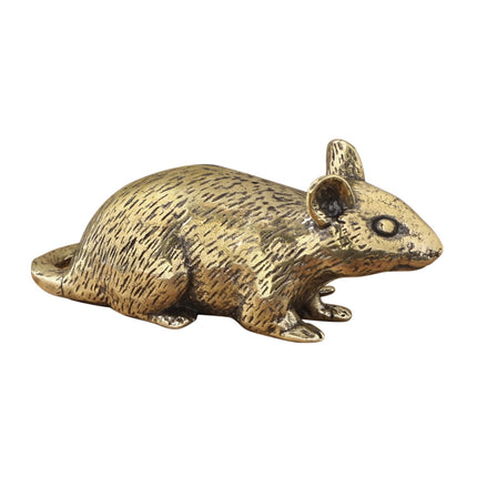 HOOWIFFY Brass Lucky Rat Figurine Traditional Feng Shui Sculpture for Home Decor and Office Display.
