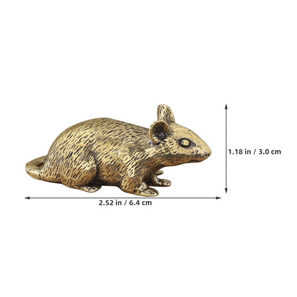 HOOWIFFY Brass Lucky Rat Figurine Traditional Feng Shui Sculpture for Home Decor and Office Display.