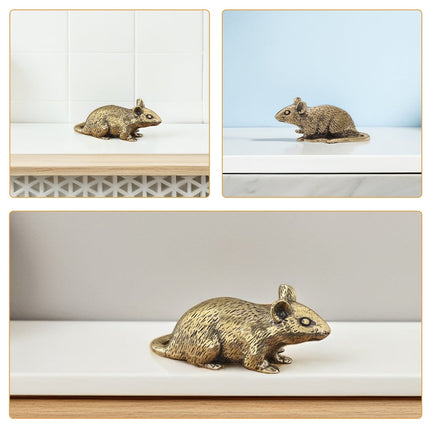 HOOWIFFY Brass Lucky Rat Figurine Traditional Feng Shui Sculpture for Home Decor and Office Display.
