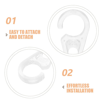 HOOWIFFY 30Pcs Curtain Hoops Transparent Plastic for Effortless Installation Home Decor.