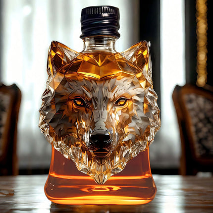 Darzheoy Wolf Whiskey Bottle, Funny Wolf Whiskey Bottle, 3D Wolf Shape Glass, Wine Decanter for Men Dad, Home Bar Dachshund Lover Decor D.