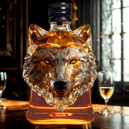Darzheoy Wolf Whiskey Bottle, Funny Wolf Whiskey Bottle, 3D Wolf Shape Glass, Wine Decanter for Men Dad, Home Bar Dachshund Lover Decor D.