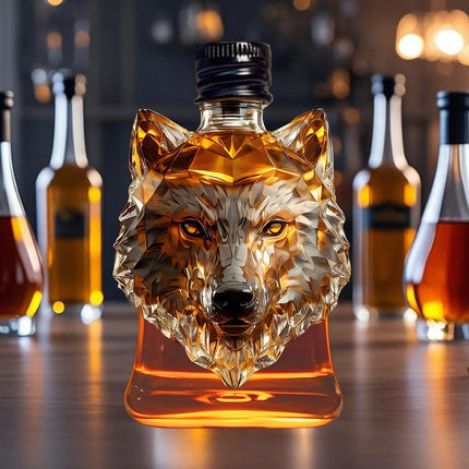 Darzheoy Wolf Whiskey Bottle, Funny Wolf Whiskey Bottle, 3D Wolf Shape Glass, Wine Decanter for Men Dad, Home Bar Dachshund Lover Decor D.