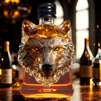 Darzheoy Wolf Whiskey Bottle, Funny Wolf Whiskey Bottle, 3D Wolf Shape Glass, Wine Decanter for Men Dad, Home Bar Dachshund Lover Decor D.