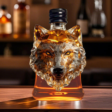Darzheoy Wolf Whiskey Bottle, Funny Wolf Whiskey Bottle, 3D Wolf Shape Glass, Wine Decanter for Men Dad, Home Bar Dachshund Lover Decor D.