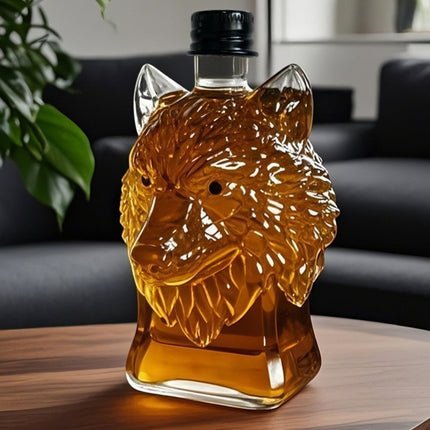 Darzheoy Wolf Whiskey Bottle, Funny Wolf Whiskey Bottle, 3D Wolf Shape Glass, Wine Decanter for Men Dad, Home Bar Dachshund Lover Decor E.