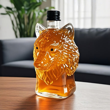 Darzheoy Wolf Whiskey Bottle, Funny Wolf Whiskey Bottle, 3D Wolf Shape Glass, Wine Decanter for Men Dad, Home Bar Dachshund Lover Decor E.
