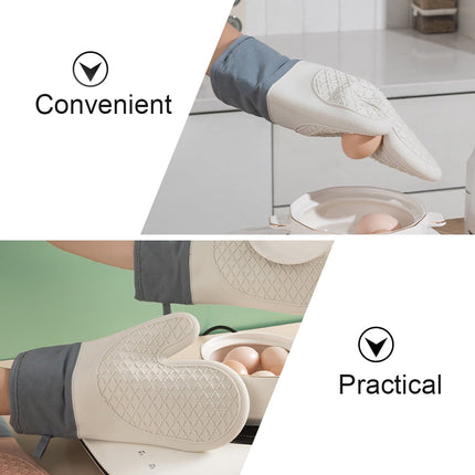 HOOWIFFY Silicone Oven Mitts Baking Gloves White 2 Pieces for Kitchen Cooking.