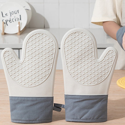 HOOWIFFY Silicone Oven Mitts Baking Gloves White 2 Pieces for Kitchen Cooking.