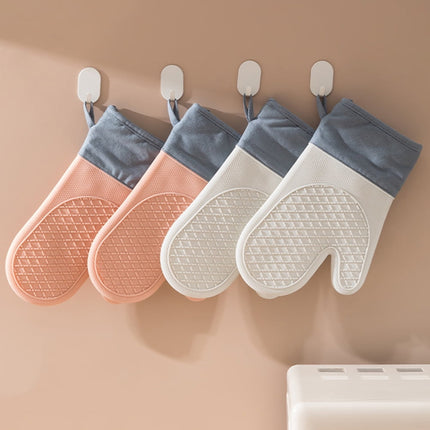 HOOWIFFY Silicone Oven Mitts Baking Gloves White 2 Pieces for Kitchen Cooking.