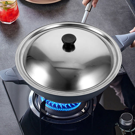 HOOWIFFY Stainless Steel Pot Lid for Kitchen Easy Clean Universal Pan Cover with Sturdy Handle 11.8 Inches Silver.