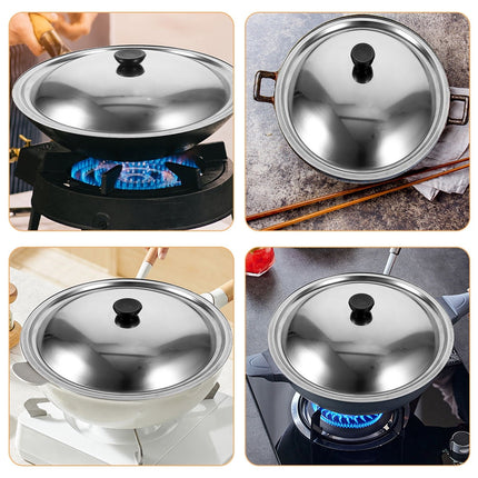 HOOWIFFY Stainless Steel Pot Lid for Kitchen Easy Clean Universal Pan Cover with Sturdy Handle 11.8 Inches Silver.