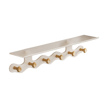 Darzheoy Wall Mounted Coat Rack with Shelf, 14 inches White Wood Floating Shelf for Entryway, Bathroom, Bedroom L.