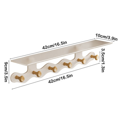 Darzheoy Wall Mounted Coat Rack with Shelf, 14 inches White Wood Floating Shelf for Entryway, Bathroom, Bedroom L.