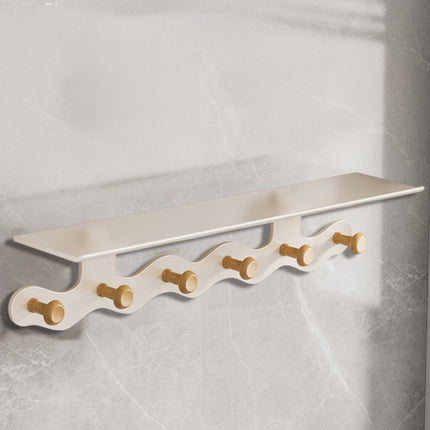 Darzheoy Wall Mounted Coat Rack with Shelf, 14 inches White Wood Floating Shelf for Entryway, Bathroom, Bedroom L.