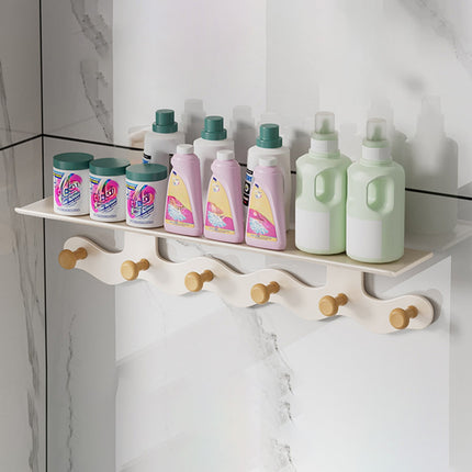 Darzheoy Wall Mounted Coat Rack with Shelf, 14 inches White Wood Floating Shelf for Entryway, Bathroom, Bedroom L.