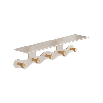 Darzheoy Wall Mounted Coat Rack with Shelf, 14 inches White Wood Floating Shelf for Entryway, Bathroom, Bedroom S.