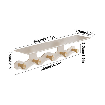 Darzheoy Wall Mounted Coat Rack with Shelf, 14 inches White Wood Floating Shelf for Entryway, Bathroom, Bedroom S.