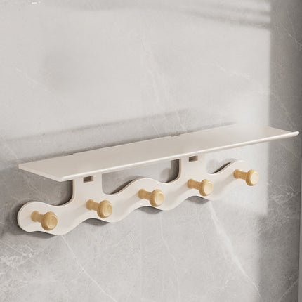 Darzheoy Wall Mounted Coat Rack with Shelf, 14 inches White Wood Floating Shelf for Entryway, Bathroom, Bedroom S.