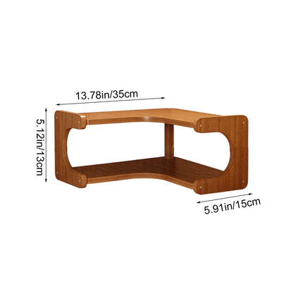 Kdkad 2-Tier Corner Desk Shelf 14x5 Inch Solid Wood Organizer for Kitchen/Bathroom/ice Multi-Functional Storage Rack Space-Saving Display Stand for Mugs & Supplies.