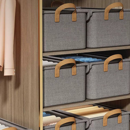 Darzheoy Large Foldable Storage Box with Lids Fabric Storage Cube Organizer Cloth Containers Bins Baskets for Closet Clothes Clothing Bed Room Gray.