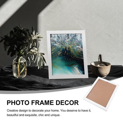 HOOWIFFY Decorative White Picture Frame for Home Use Elegant Design 8.5x11 Plastic Photo Display Frame.
