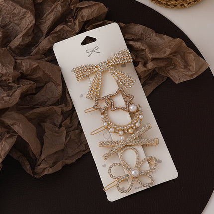 HOOWIFFY 5-Pack Rhinestone Hair Barrettes Small Sparkling Hair Clips for Women Daily Wear and Stylish Accessories.